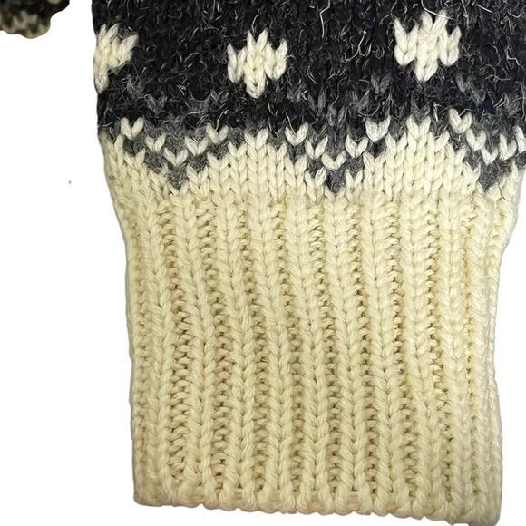 Vtg 80s Limited Express Sweater Women’s M Nordic Fair Isle Cream Black Gray - Picture 4 of 9